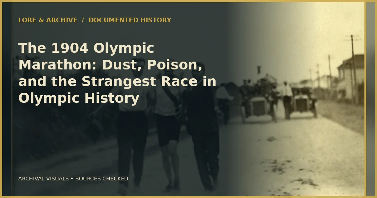 Archival cover for “The 1904 Olympic Marathon: Dust, Poison, and the Strangest Race in Olympic History”