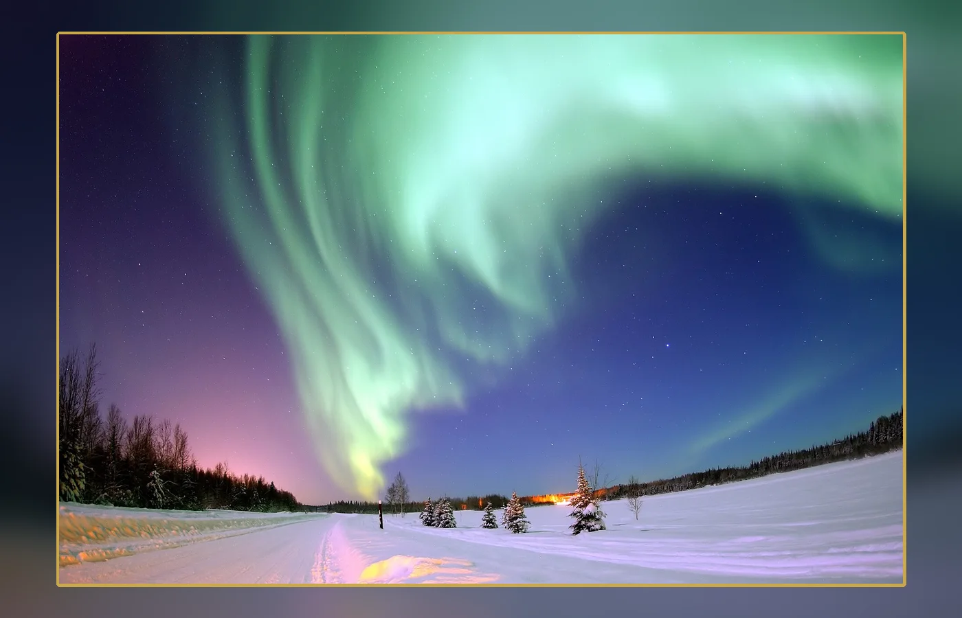 A modern aurora over Alaska, illustrating the atmospheric light produced by geomagnetic storms