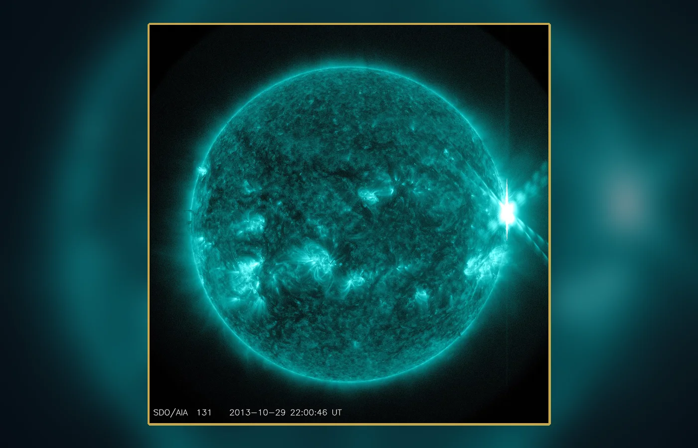 A modern NASA Solar Dynamics Observatory image of an intense solar flare
