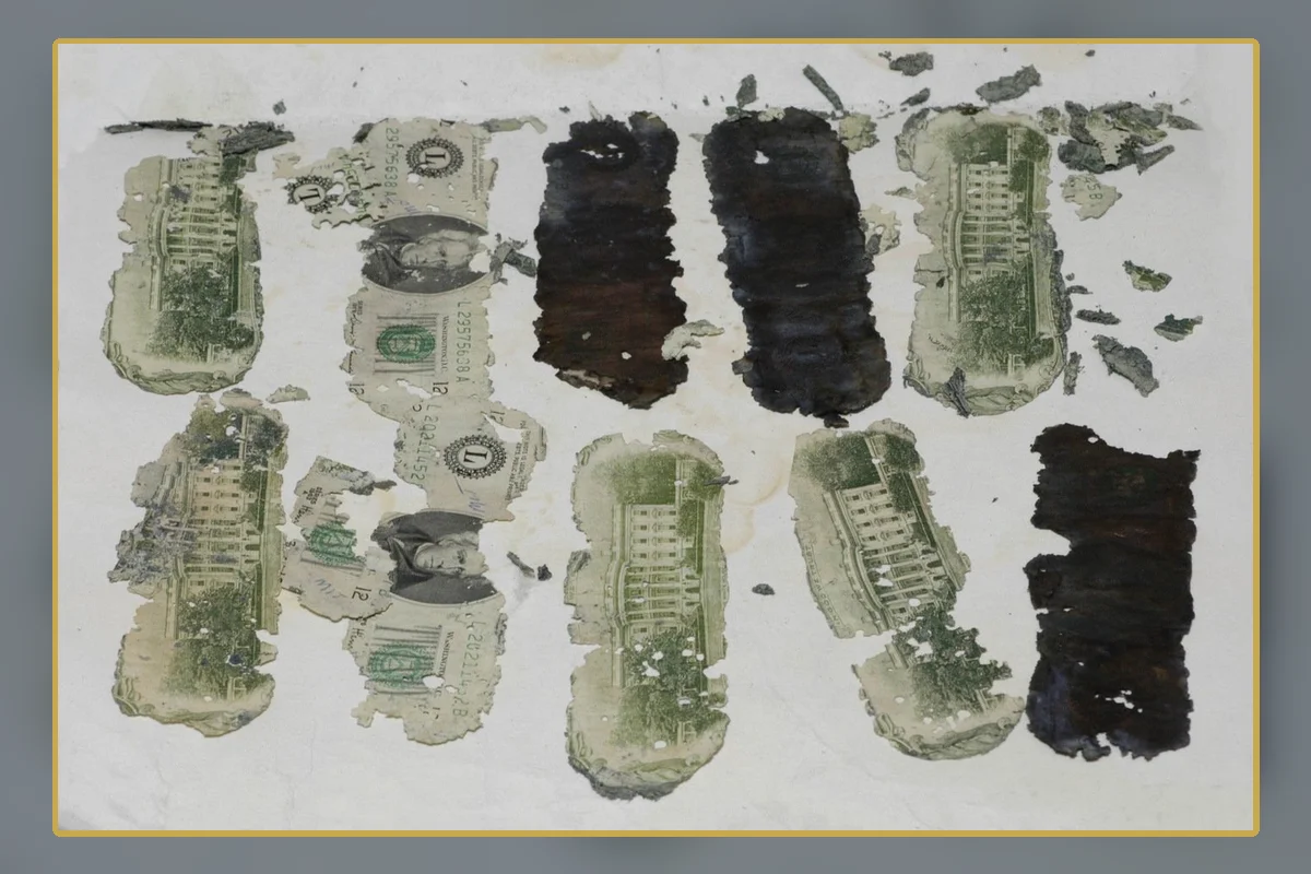 Recovered ransom bills associated with the D. B. Cooper case