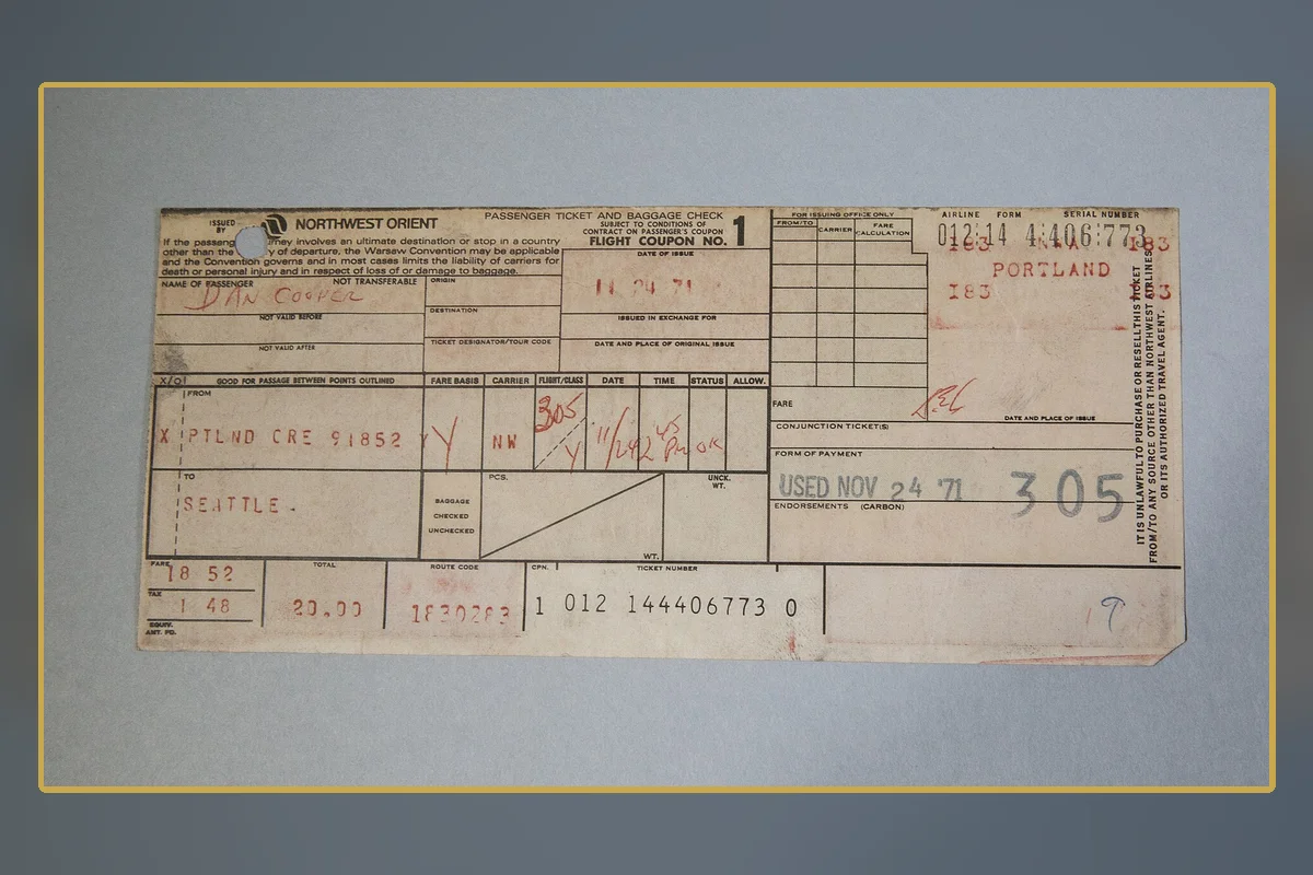 A ticket connected with the 1971 hijacking investigation
