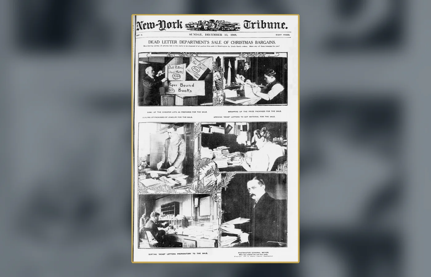 A Dead Letter Department sale of unclaimed Christmas merchandise, photographed by the Library of Congress