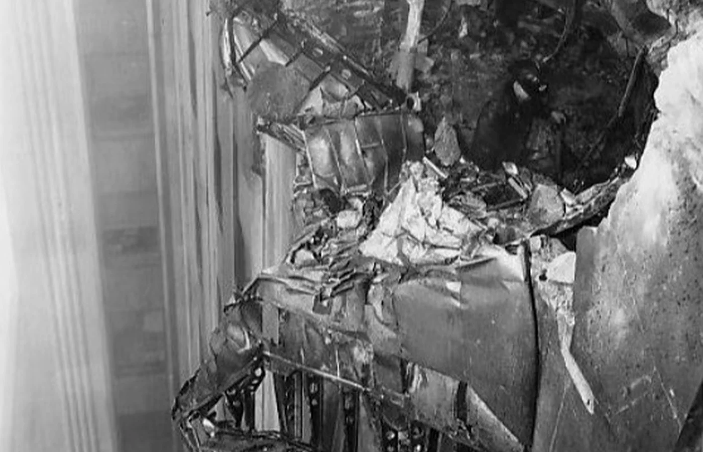 The hole left in the Empire State Building after the B-25 crash on July 28, 1945