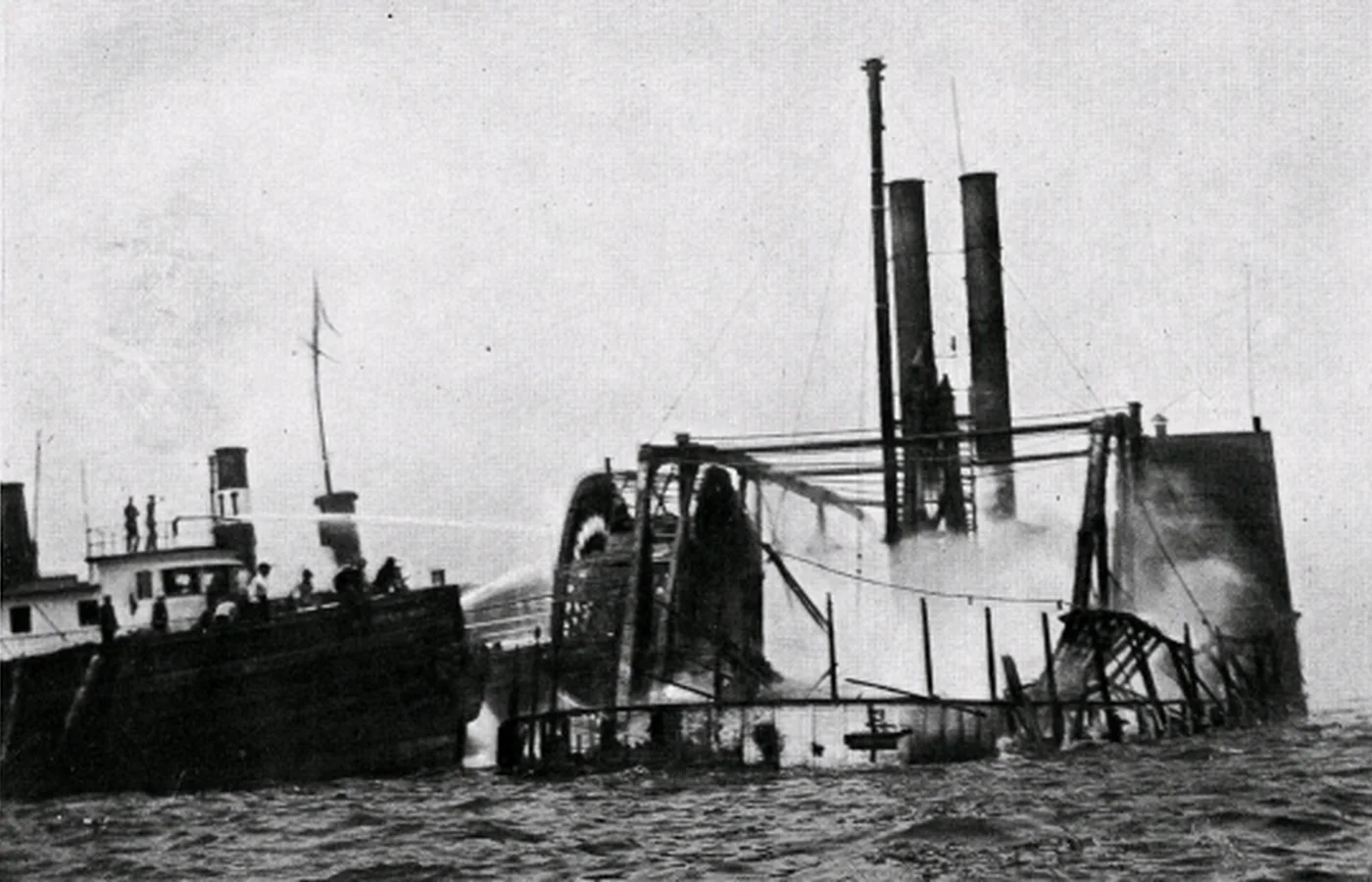 General Slocum burning in the East River on June 15, 1904
