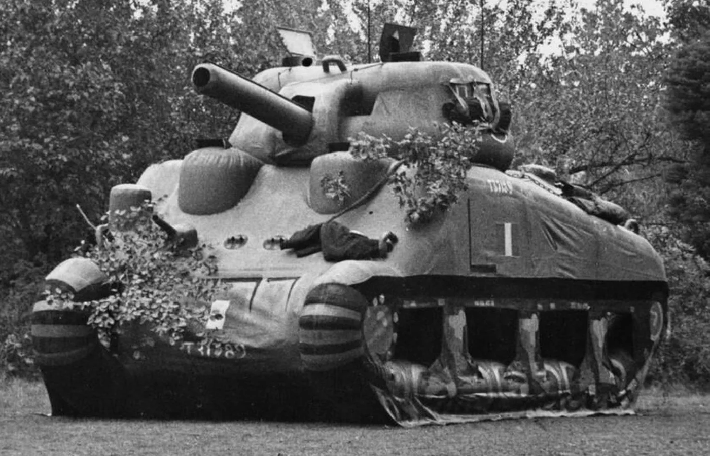 A World War II dummy Sherman tank used for battlefield deception