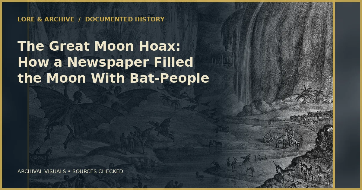 Archival cover for “The Great Moon Hoax: How a Newspaper Filled the Moon With Bat-People”
