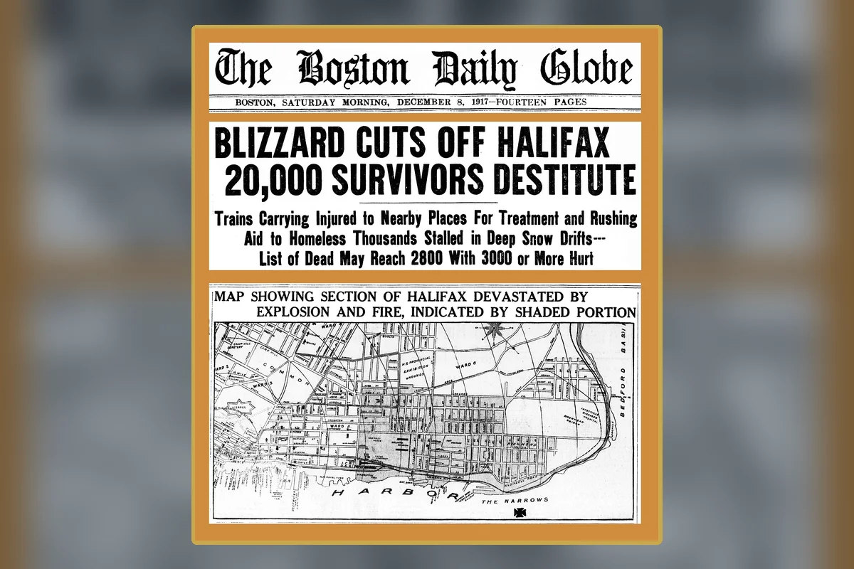 A 1917 newspaper page reporting the Halifax Explosion