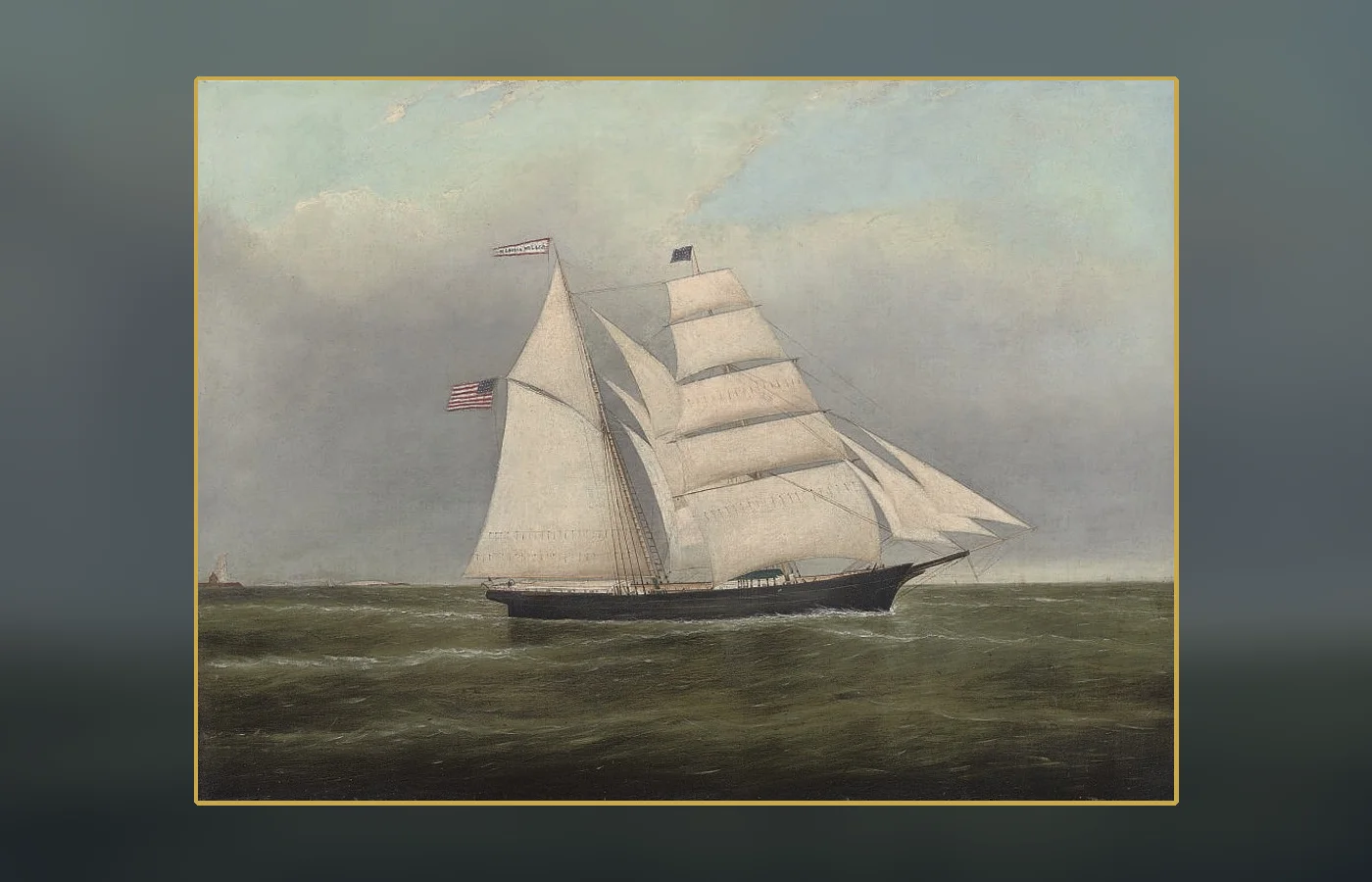 A contemporary American brigantine under sail, showing the general type and scale of Mary Celeste
