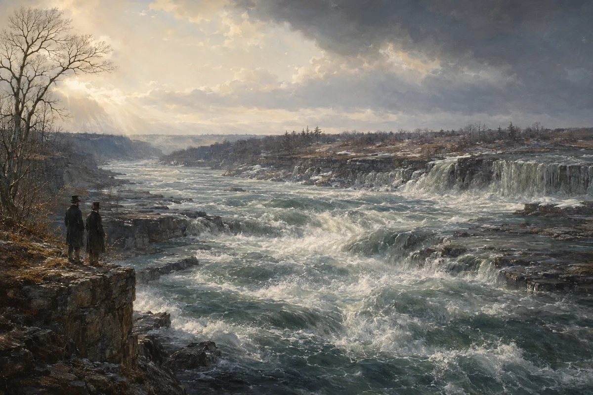 Water surging back through Niagara's exposed rock channels after the ice dam released