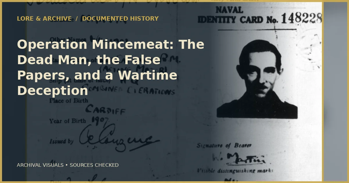 Archival cover for “Operation Mincemeat: The Dead Man, the False Papers, and a Wartime Deception”