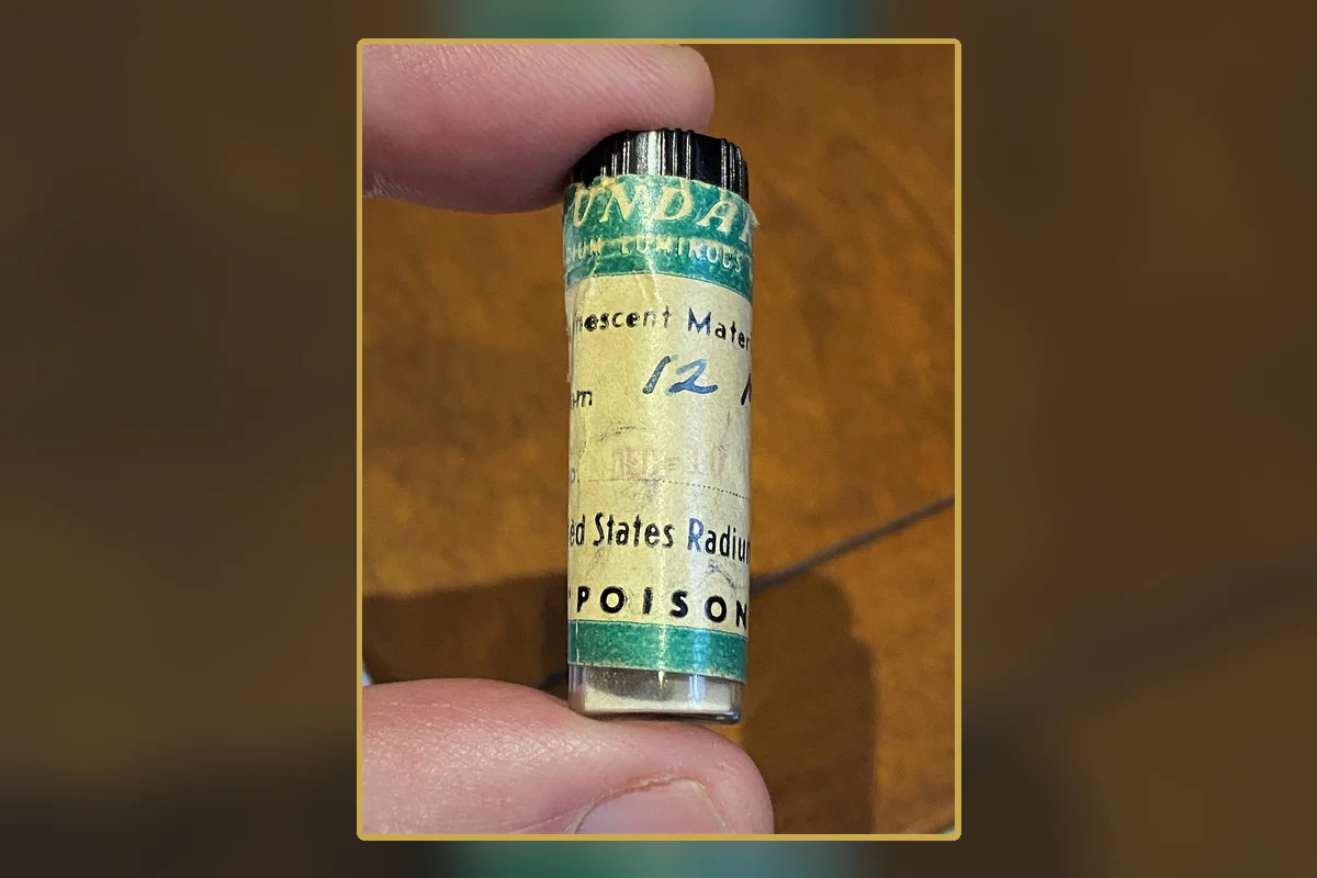 A surviving container of Undark luminous paint