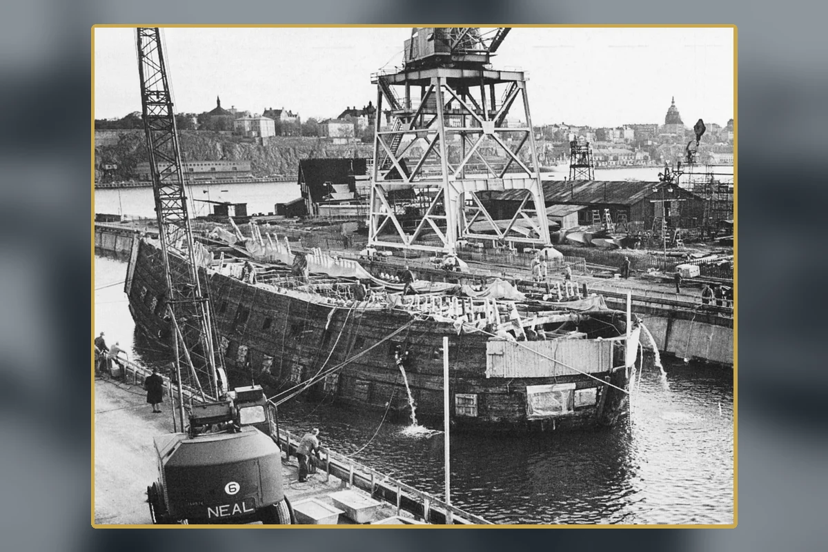 Vasa during the 1961 salvage operation